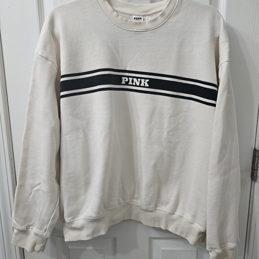 PINK Victoria's Secret Cream Sweater with Black Stripe